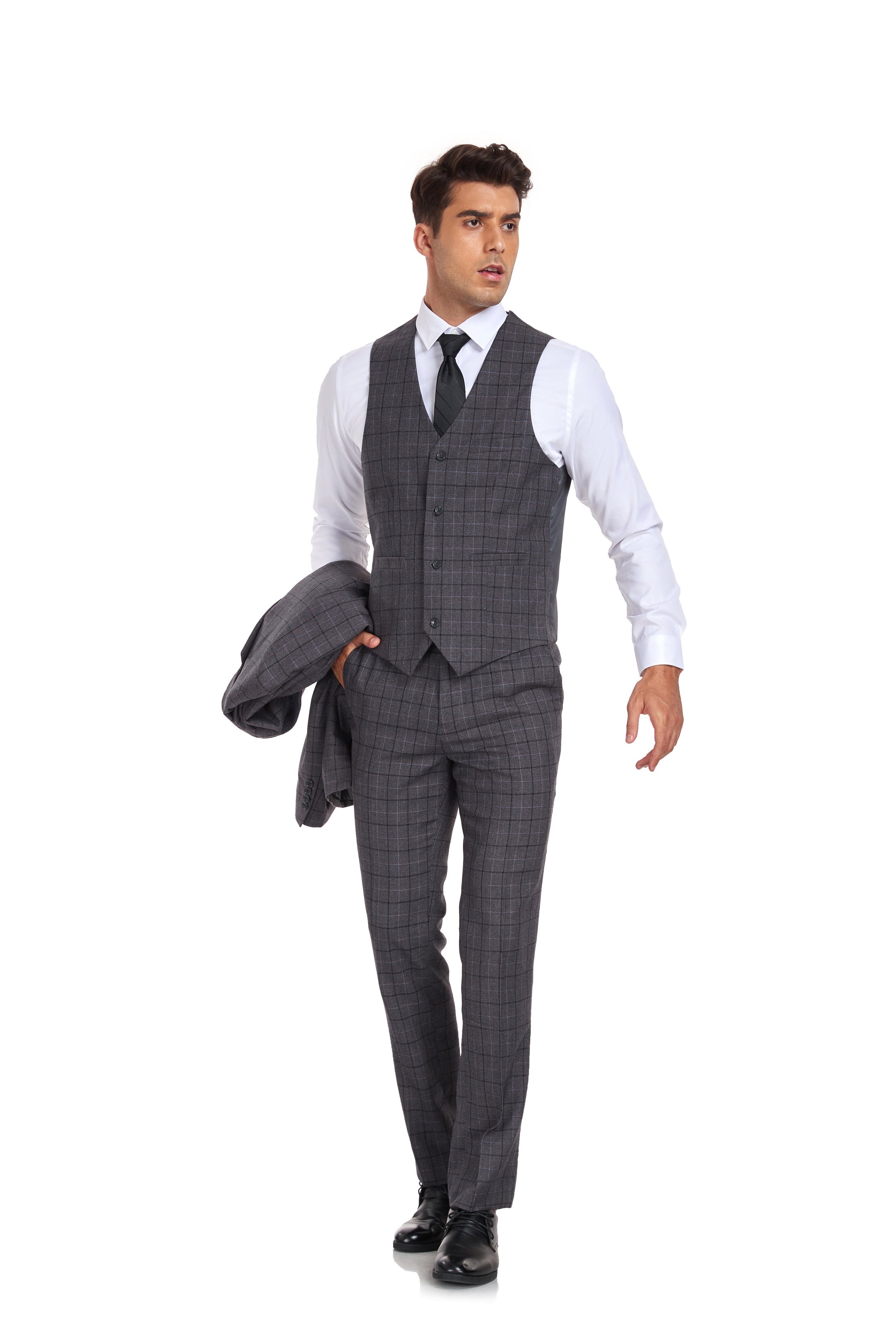 Plaid Men's 3 Piece Slim Fit Suits (MORE COLORS+)