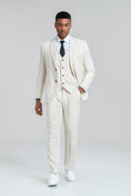 Cargar la imagen en la vista de la galería, Beige Retro Linen Beach Wedding Summer 3 Pieces Men Suits
