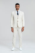 Charger l'image dans la visionneuse de la galerie, Beige Retro Linen Beach Wedding Summer 3 Pieces Men Suits
