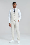 Cargar la imagen en la vista de la galería, Beige Retro Linen Beach Wedding Summer 3 Pieces Men Suits
