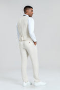 Cargar la imagen en la vista de la galería, Beige Retro Linen Beach Wedding Summer 3 Pieces Men Suits
