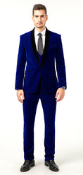 Charger l'image dans la visionneuse de la galerie, Blue Velvet Wedding Formal Party Business 4 Piece Men Suits Online MS011
