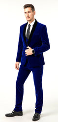 Charger l'image dans la visionneuse de la galerie, Blue Velvet Wedding Formal Party Business 4 Piece Men Suits Online MS011
