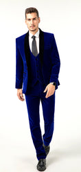 Charger l'image dans la visionneuse de la galerie, Blue Velvet Wedding Formal Party Business 4 Piece Men Suits Online MS011
