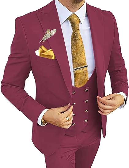 Sharp burgundy slim tuxedo for men – perfect 3 piece set for formal events
