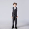 Charger l'image dans la visionneuse de la galerie, Dark Grey Striped Modern 4 Piece Boy's Formal Suits
