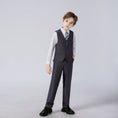 Bild in Galerie-Betrachter laden, Dark Grey Striped Modern 4 Piece Boy's Formal Suits
