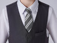 Bild in Galerie-Betrachter laden, Grey Striped Slim Fit Modern 4 Piece Boy's Formal Suits With Vest+Pants+Shirt+Tie
