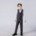 Load image into Gallery viewer, Dark Grey Striped Modern 4 Piece Boy's Formal Suits
