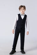 Cargar la imagen en la vista de la galería, Black Striped Modern 4 Piece Boy's Formal Suits
