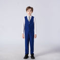 Load image into Gallery viewer, Royal Blue Striped Slim Fit Modern 4 Piece Boy's Formal Suits With Vest+Pants+Shirt+Tie
