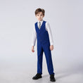 Bild in Galerie-Betrachter laden, Royal Blue Striped Slim Fit Modern 4 Piece Boy's Formal Suits With Vest+Pants+Shirt+Tie
