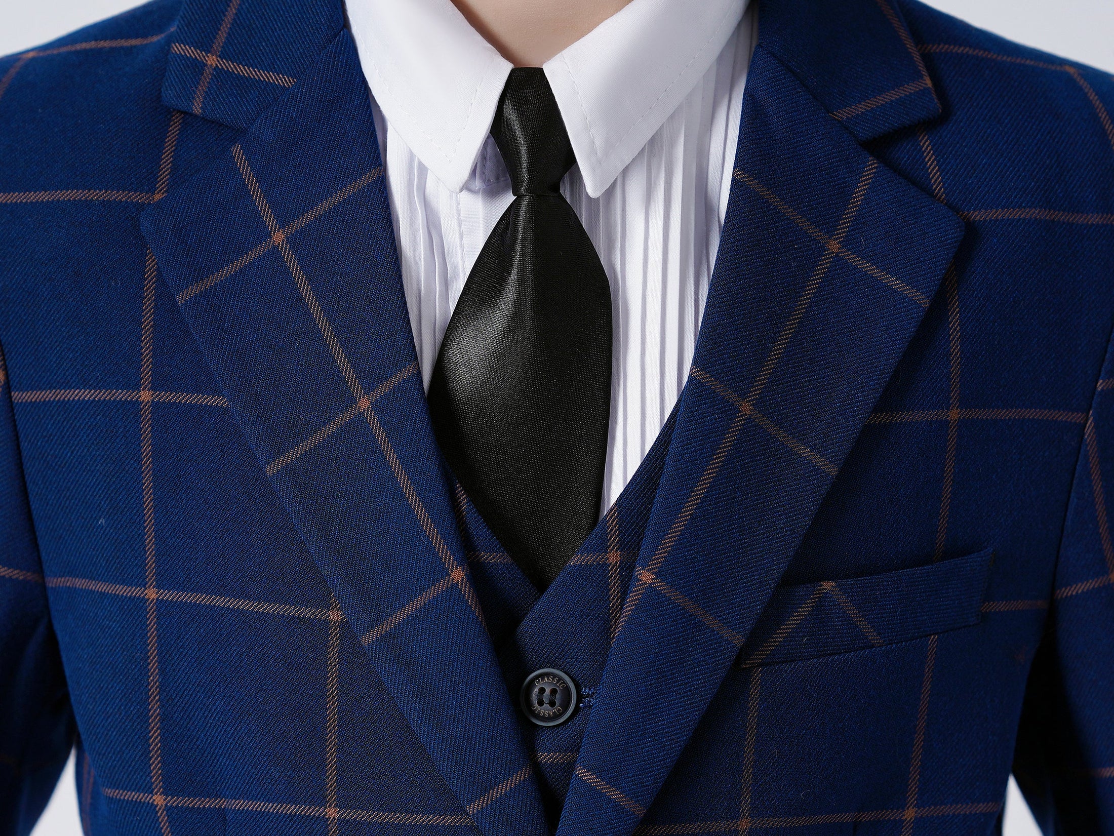 Blue Plaid Boys Formal Blazer,  Affordable School Jacket