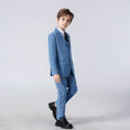 Bild in Galerie-Betrachter laden, Light Blue Plaid Elegant Formal 5 Piece Boys Suits
