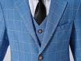 Charger l'image dans la visionneuse de la galerie, Light Blue Plaid Elegant Formal 5 Piece Boys Suits
