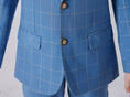 Load image into Gallery viewer, Light Blue Plaid Elegant Formal 5 Piece Boys Suits
