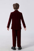 Charger l'image dans la visionneuse de la galerie, Burgundy Velvet 5 Piece Boy's Formal Boys Suits
