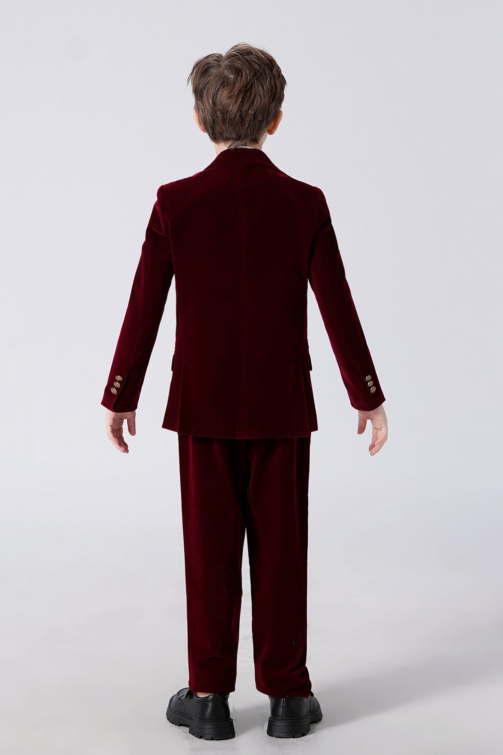 Burgundy Velvet 5 Piece Boy's Formal Boys Suits