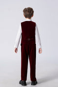 Load image into Gallery viewer, Burgundy Velvet 5 Piece Boy's Formal Boys Suits
