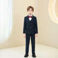 Bild in Galerie-Betrachter laden, Navy Plaid Elegant 5 Piece Boys Suits
