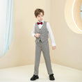 Bild in Galerie-Betrachter laden, Light Grey Striped Modern 5 Piece Boy's Formal Suits
