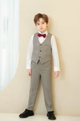 Charger l'image dans la visionneuse de la galerie, Light Grey Striped Modern 4 Piece Boy's Formal Suits
