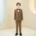 Bild in Galerie-Betrachter laden, Dark Khaki Plaid Elegant 5 Piece Boys Suits
