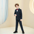 Load image into Gallery viewer, Navy Plaid Elegant 5 Piece Boys Suits
