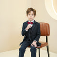 Load image into Gallery viewer, Navy Plaid Elegant 5 Piece Boys Suits
