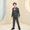 Cargar la imagen en la vista de la galería, Dark Grey Striped Modern 5 Piece Boy's Formal Suits
