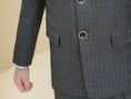 Load image into Gallery viewer, Dark Grey Striped Modern 5 Piece Boy's Formal Suits
