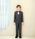 Bild in Galerie-Betrachter laden, Dark Grey Striped Modern 5 Piece Boy's Formal Suits
