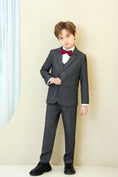 Load image into Gallery viewer, Dark Grey Striped Modern 5 Piece Boy's Formal Suits
