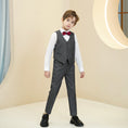 Cargar la imagen en la vista de la galería, Dark Grey Striped Modern 5 Piece Boy's Formal Suits
