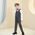 Bild in Galerie-Betrachter laden, Dark Grey Striped Modern 5 Piece Boy's Formal Suits
