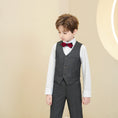 Bild in Galerie-Betrachter laden, Dark Grey Striped Modern 5 Piece Boy's Formal Suits
