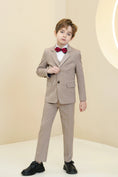 Load image into Gallery viewer, Khaki Striped Modern 5 Piece Boy's Formal Suits
