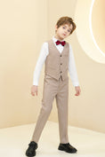 Cargar la imagen en la vista de la galería, Khaki Striped Modern 4 Piece Boy's Formal Suits
