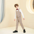 Load image into Gallery viewer, Khaki Striped Modern 5 Piece Boy's Formal Suits
