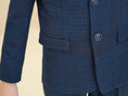 Charger l'image dans la visionneuse de la galerie, Navy Plaid Elegant Formal 5 Piece Boys Suits
