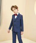 Load image into Gallery viewer, Blue Plaid Elegant Formal 5 Piece Boys Suits
