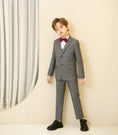 Charger l'image dans la visionneuse de la galerie, Grey Plaid Elegant 5 Piece Boys Suits
