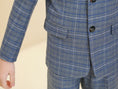 Cargar la imagen en la vista de la galería, Blue and White Plaid Elegant 5 Piece Boys Suits
