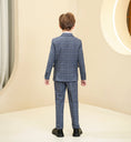 Bild in Galerie-Betrachter laden, Blue and White Plaid Elegant 5 Piece Boys Suits
