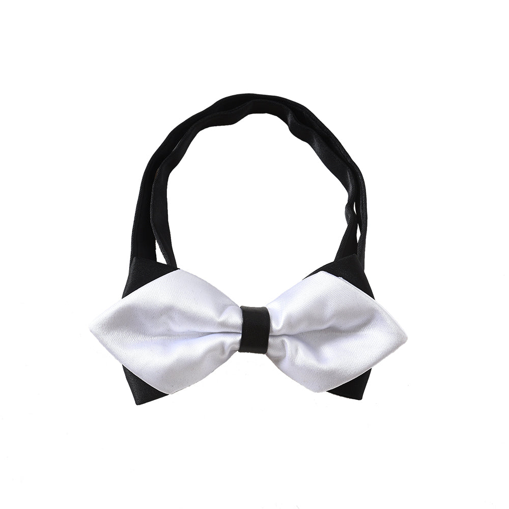 Boys Black and White Tuxedo Bow Tie | Pre-Tied Adjustable Formal Bow Tie for Kids