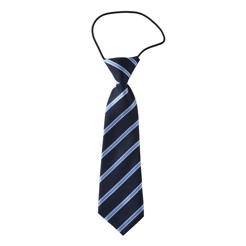 Boys Navy Striped Tie | Pre-Tied Adjustable Kids Necktie for School, Uniform & Graduation
