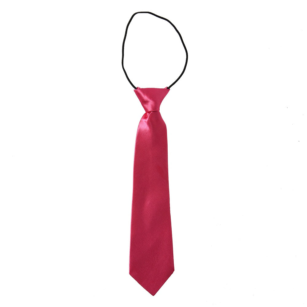 Boys Hot Pink Tie | Pre-Tied Satin Clip-On Necktie for Party & Performance
