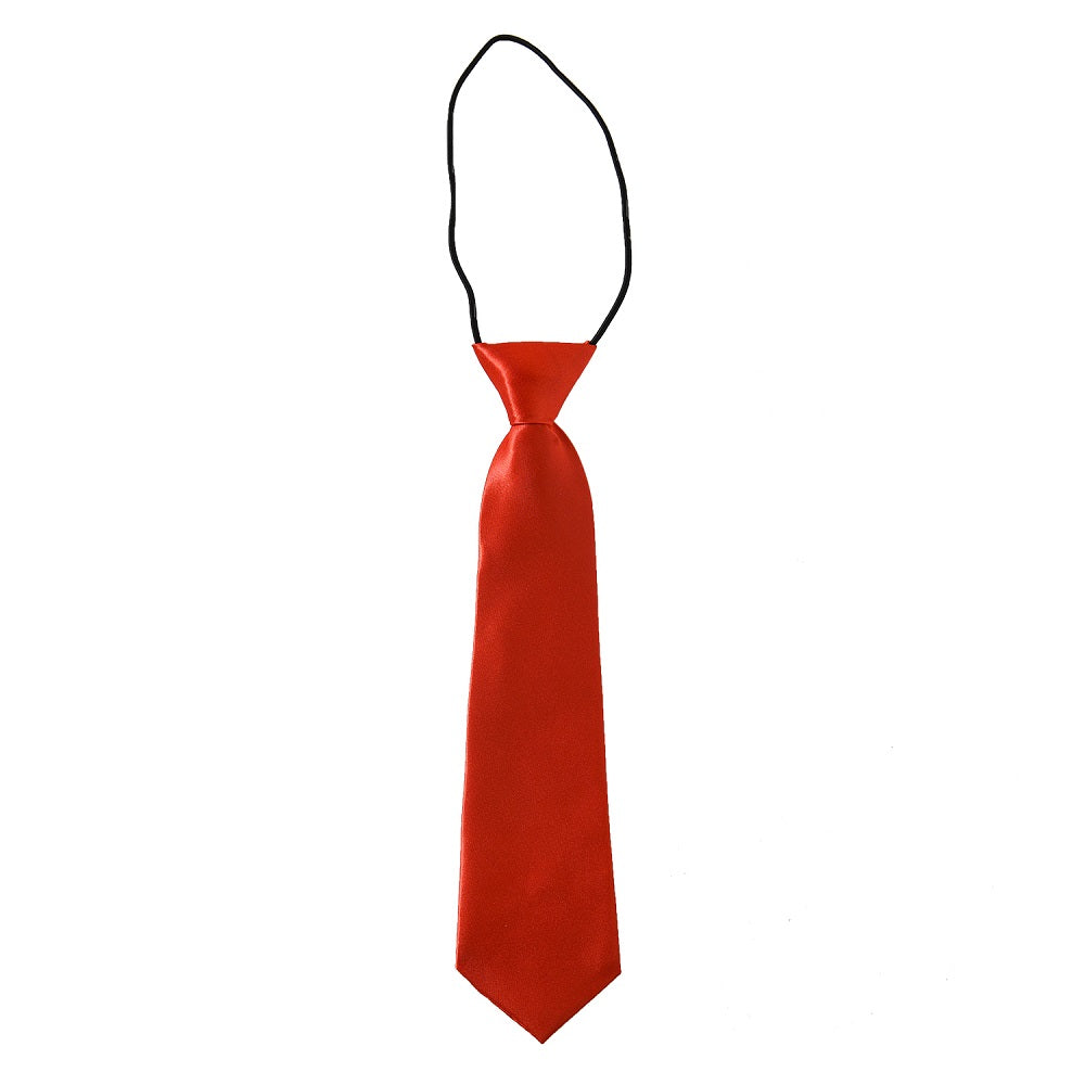 Boys Solid Red Tie | Pre-Tied Clip-On Necktie for School, Events & Costumes