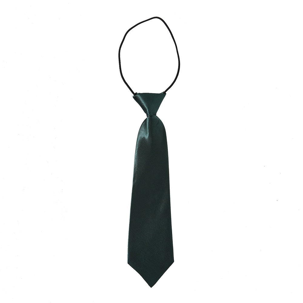 Dark Green Tie for Boys | Pre-Tied Adjustable Kids Necktie for School, Uniform & Graduation