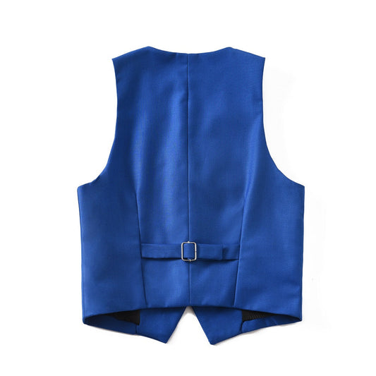 Royal Blue 3 Buttons Boys Girls Fully Lined Formal Suit Vest